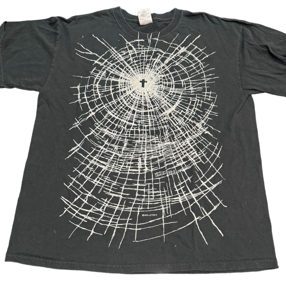Gildan Red Letter 9 Isaiah 53:5 Cross Graphic T-Shirt Black Mens Large pb1